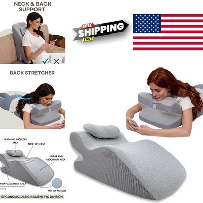 Memory Foam Ergonomic Wedge Pillow 24 Inch Grey Support for Back Neck Legs