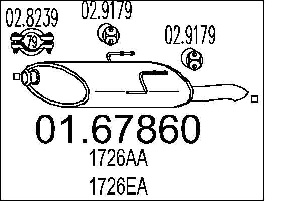 MTS 01.67860 Rear Muffler 610mm Length Exhaust Replacement Fits Peugeot 406