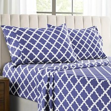 Lux D cor 4pc Quatrefoil Bedsheet Set, Soft Microfiber Wrinkle Free Sheets - Lux