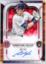 Christian Yelich 2022 Topps Tribute Red Autograph Card #TA-CY 5/10