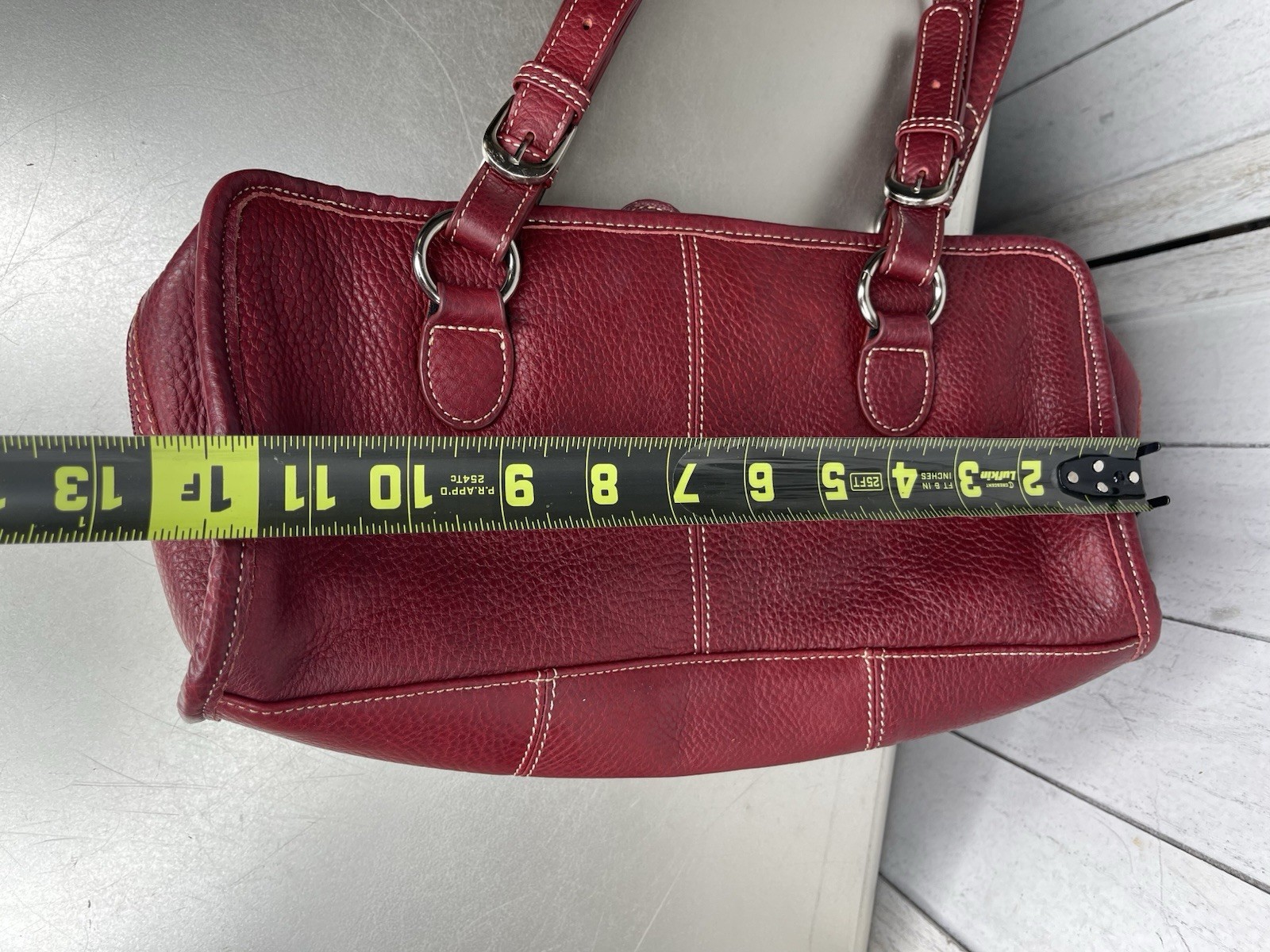 Ameri Leather Red Belt Stitched Leather Satchel P… - image 7