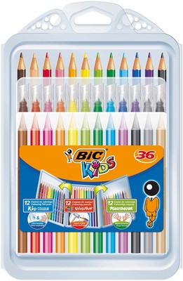 BIC Kinder Malset - Kiste mit 36 Farbprodukten - Variety Pack mit 8 Fe