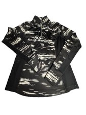 Tek Gear DryTEK Top Women s Medium Black And White Zip Activewear Mesh Back