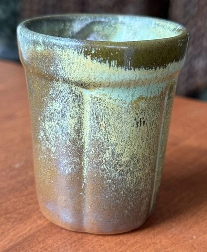 Frankoma Pottery Prairie Green / Brown Juice Cup