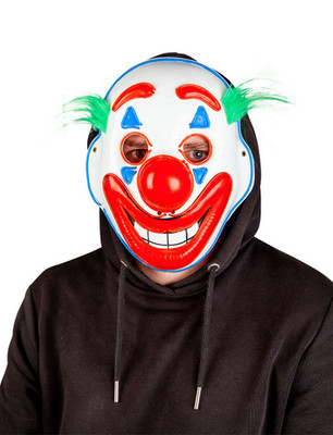 Happy Face E.L Clown Maske beleuchtet Halloween Grusel Clown Maske Erwachsene Kostüm