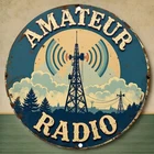 Vintage Amateur Radio Tin Metal Signs Home Décor 8x8 Wall Plaque Old-Style Blue
