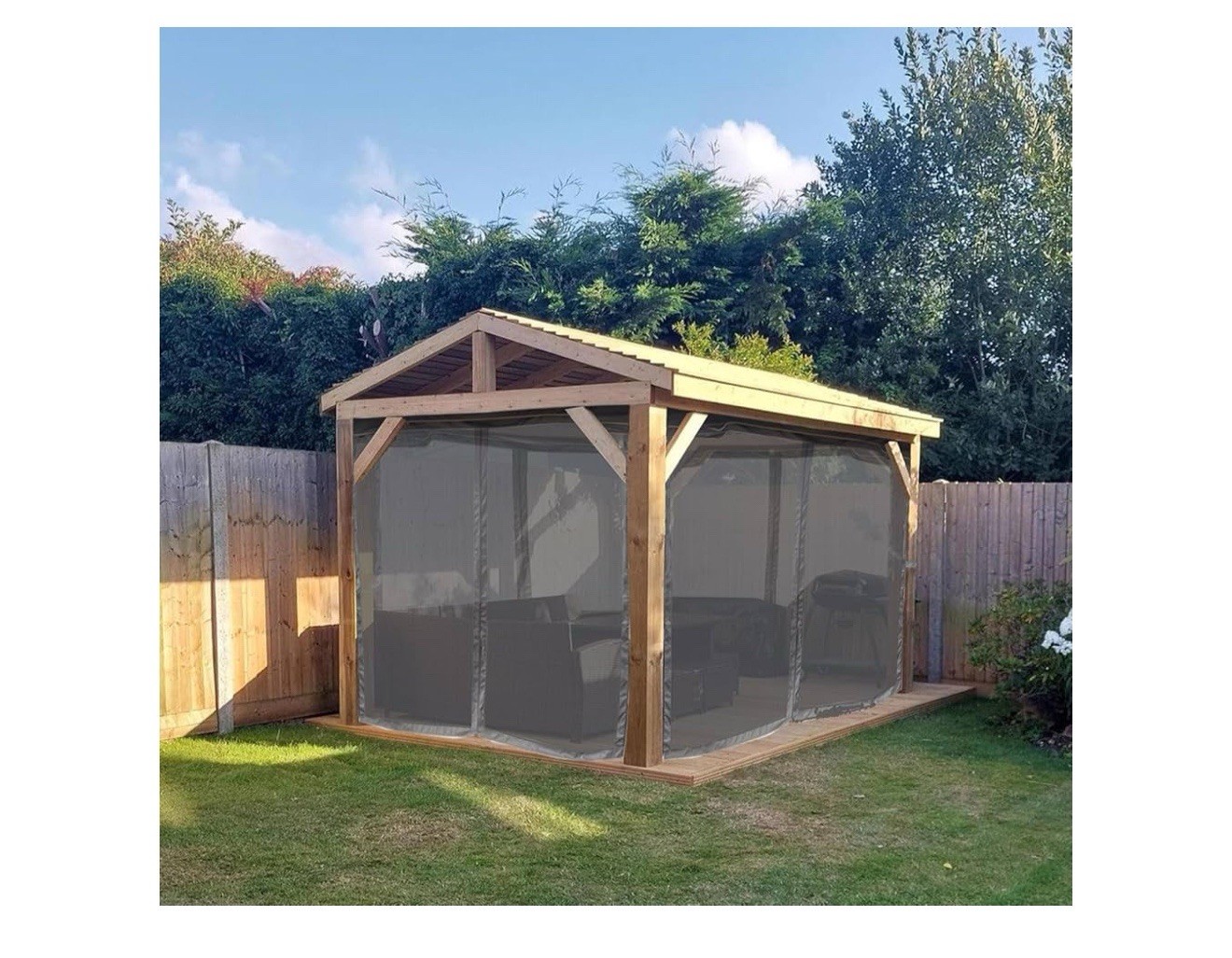 YOYOW Gazebo Mosquito Netting, Outdoor Net 4 Screen Wall Curtain w/ Zipper 10x12