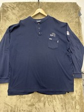 Tyndale FR Shirt Mens 3XL Blue Long Sleeve Henley Flame Resistant Cal 10 Cat 2