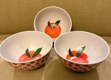 Opalhouse Melamine Set o 3 Salad Cereal Bowls 6" Polka Dot Orange Fruit BPA Free