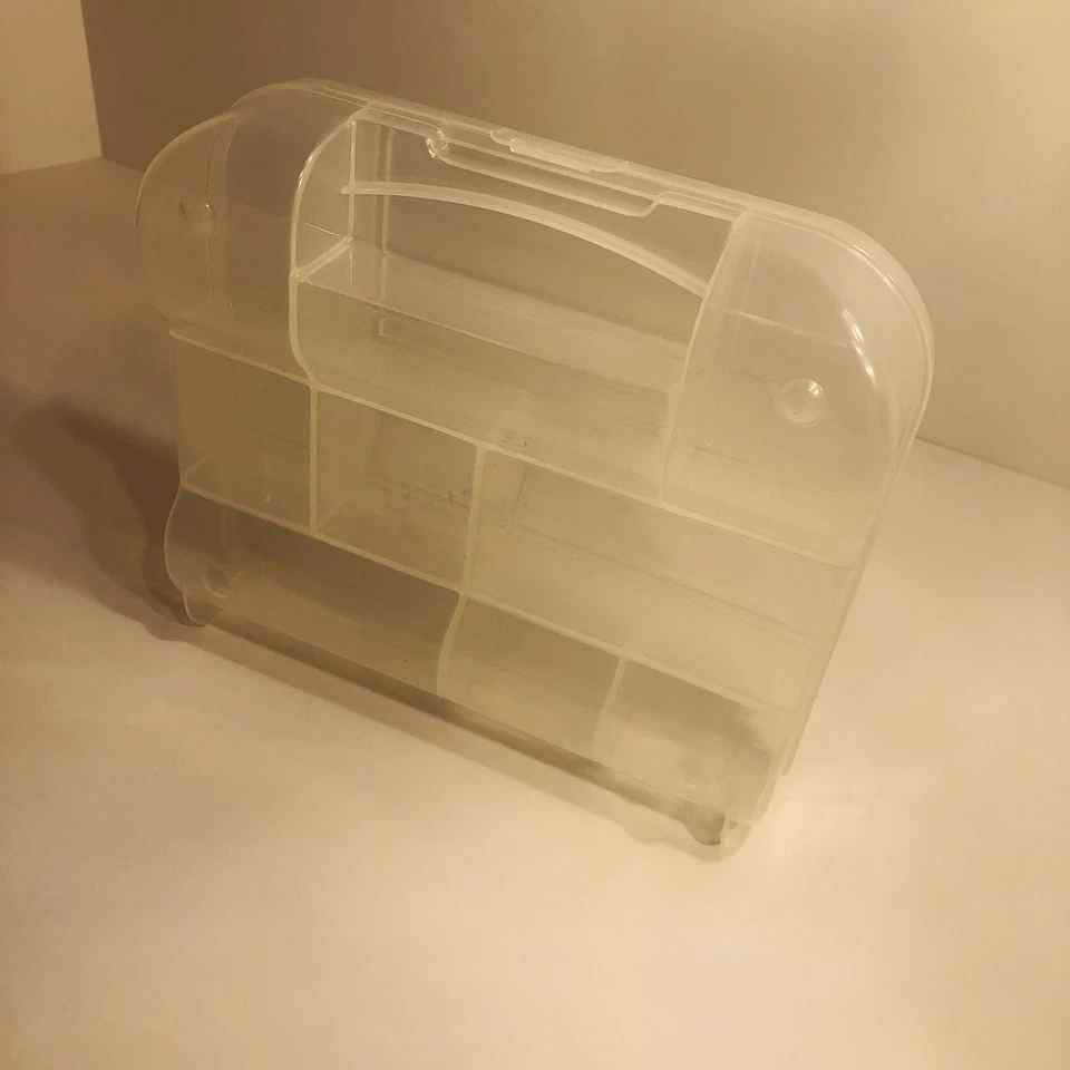 Clear Plastic Storage Container Organizer 9 Compartment Craft Beads Jewelry - Image 4 of 4