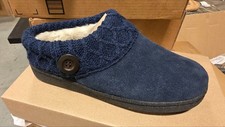 Clarks slippers women sweater clogs slip on faux fur lined Navy size 7 ICl31459X