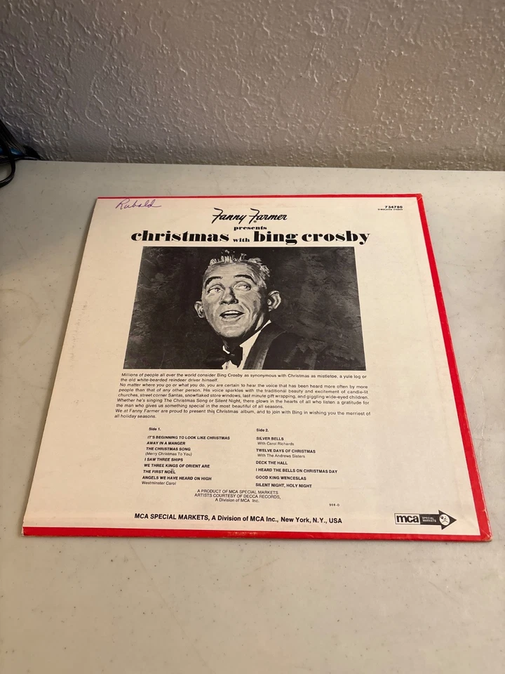 BING CROSBY FANNY FARMER PRESENTS CHRISTMAS VINYL RECORD LP DECCA RECORDS VG+ Foto 2 de 4