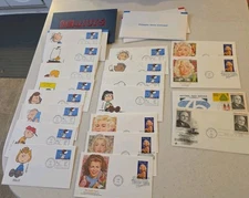 Large First Day Of Issue Stamp Lot Peanuts Marylin Monroe