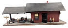 Busy Small Town Depot w/Veranda,Lites,Classic Minaturs?,Built-Up,HO/HOn3,Excllnt — photo 1