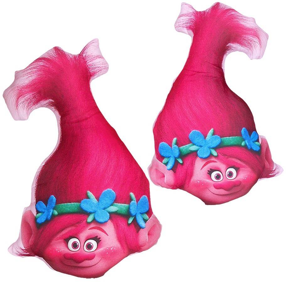 Princess Poppy Head Pillow 38cm Official Trolls Movie Merchandise