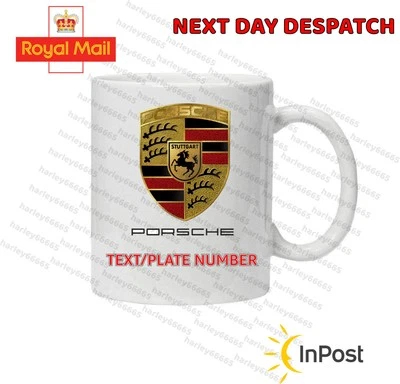 Personalised Mug Porsche & NAME Custom 325 ml Cup 3 Designs Two Sided white