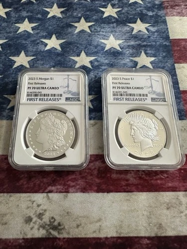 2023 S $1 Proof Morgan & Peace Dollar 2-Coin Set NGC PF70 UCAM First Releases