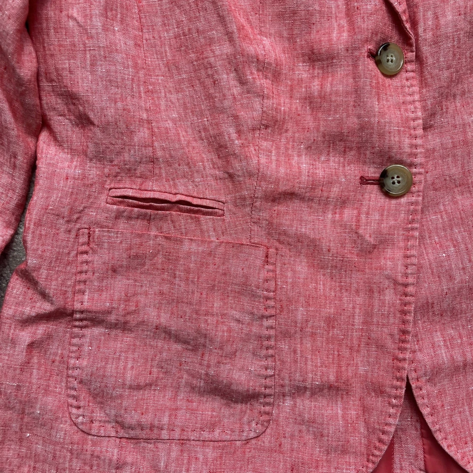 Talbots Linen Blazer Womens 10P Coral Pink Preppy Career Academia Lightweight - Image 3 of 4
