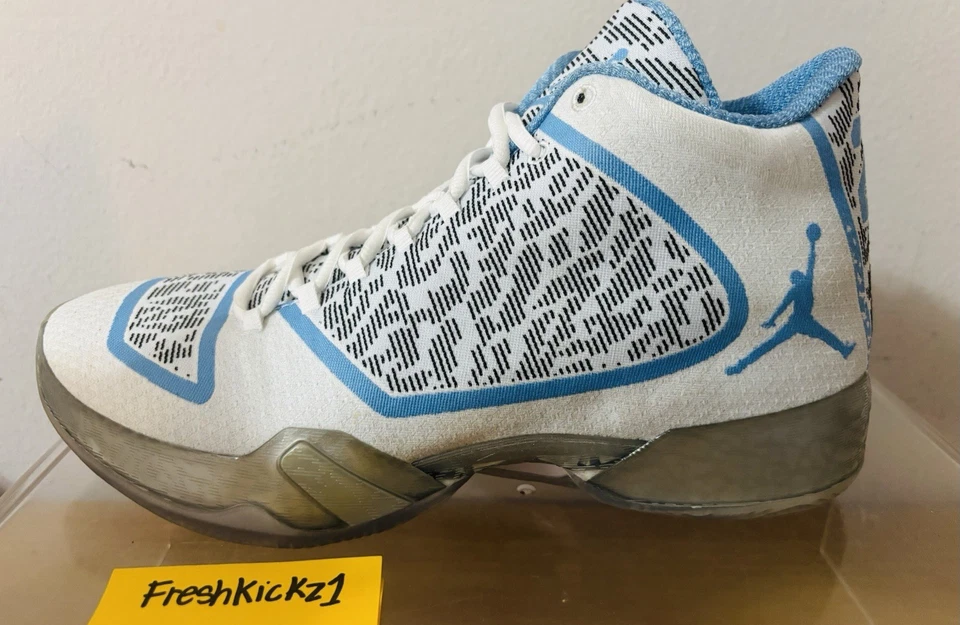 Air Jordan 29 尺码 10.5 男式潘通蓝色白色 717796-18 飞行礼物 UNC — 第 3/4 张图片