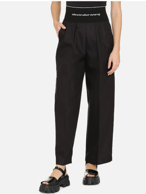 Alexander Wang Logo Elastic Waist Cotton Pants Black Women's M 4/6 NWOT