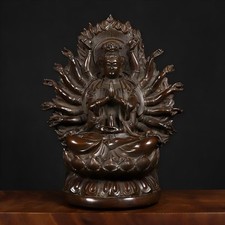 12"Tibetan Buddhism temple bronze Thousand hands Avalokitesvara Buddha statue