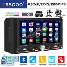 Doppel 2DIN Autoradio 7 Zoll Wireless Carplay Android Auto Bluetooth USB KAM MIK