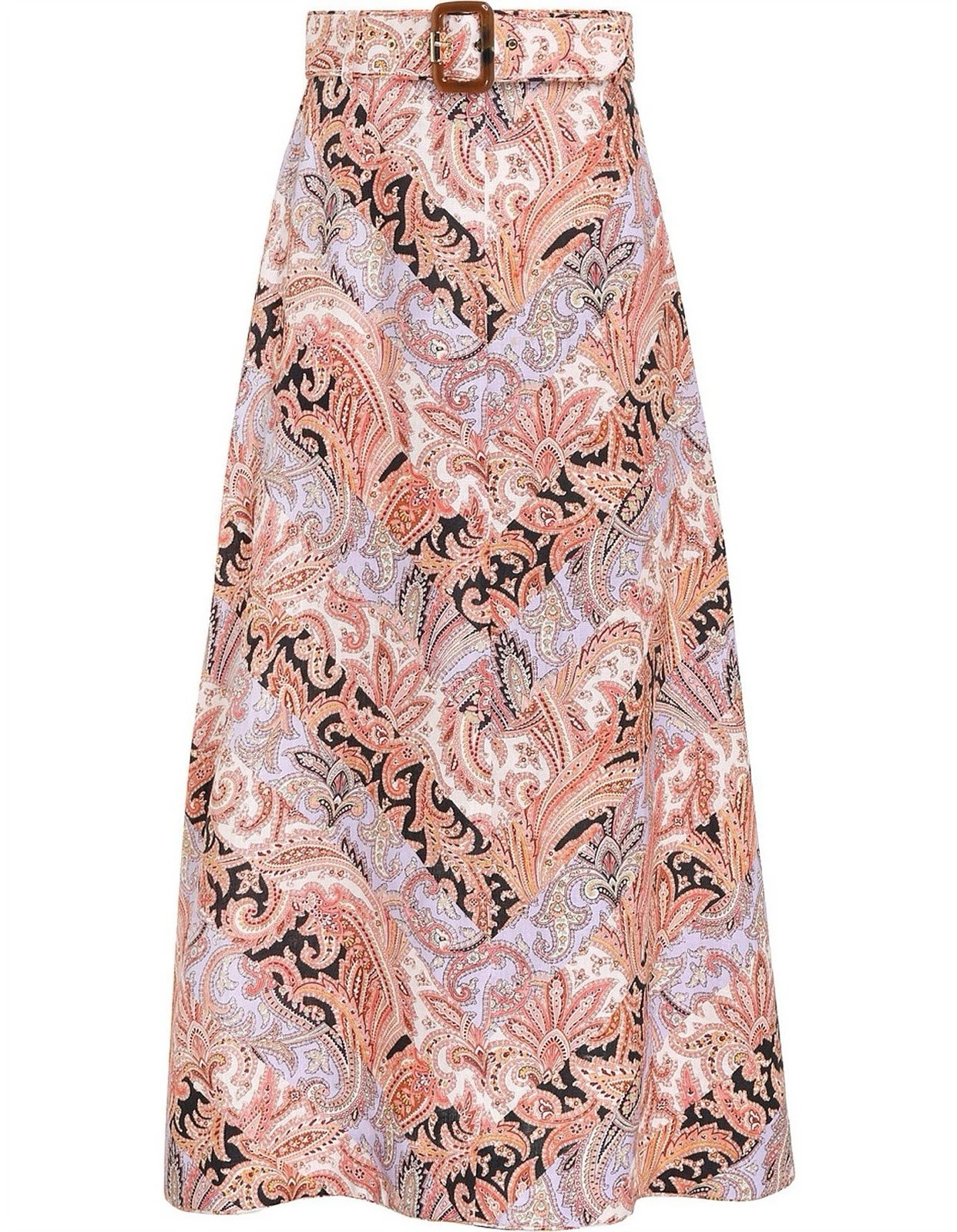 Zimmermann Botanica Chevron Skirt Size 1 AU 10 US 6 Belted Linen Midi Paisley