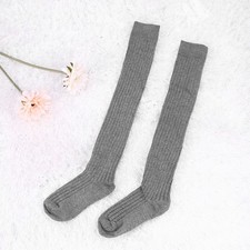  1 Pair Women Cotton Knit Boot Socks Knee High Striped Socks Free Size Stockings