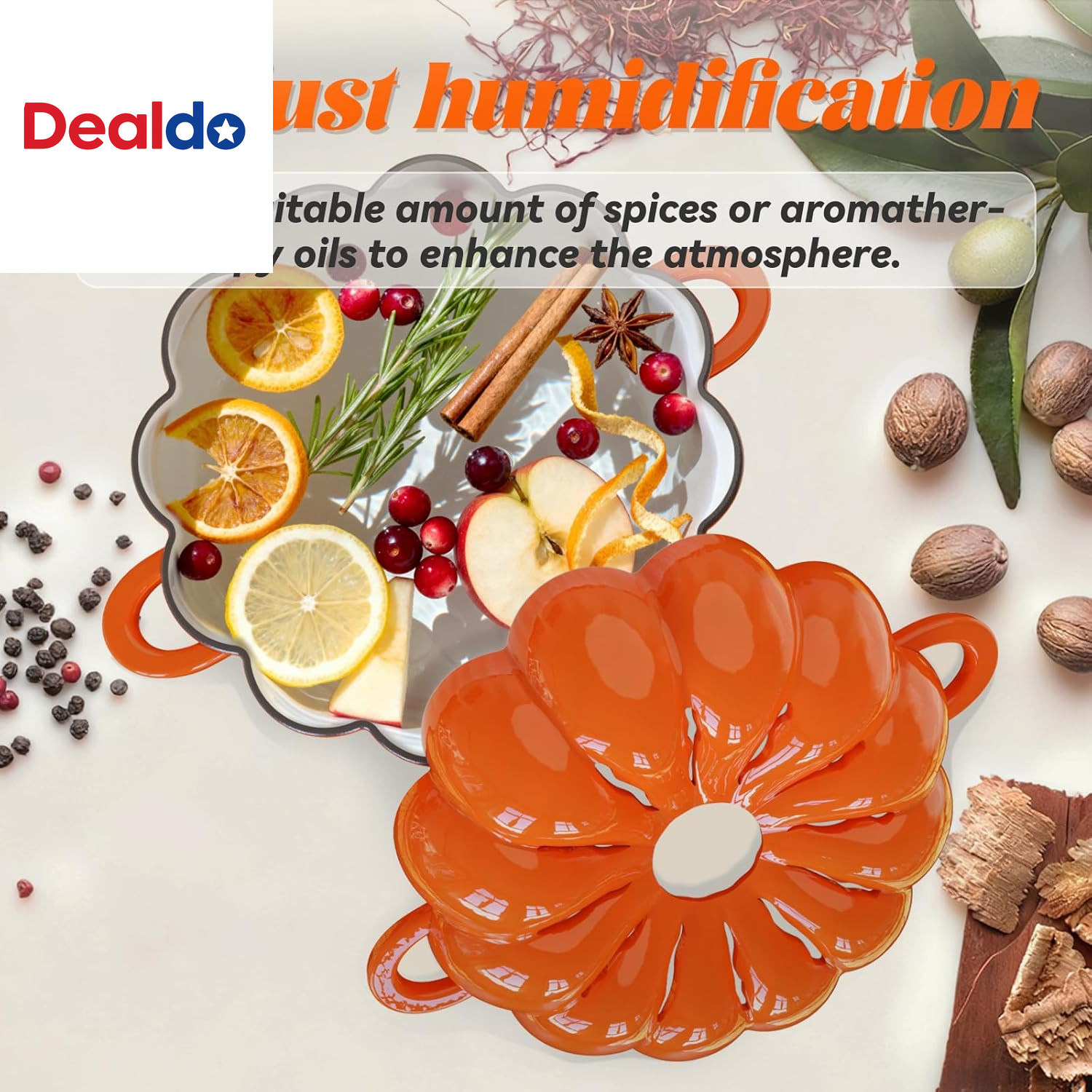 Wood Stove Steamer, Cast Iron Fireplace Humidifier, 2.4 Quart Capacity, Pumpkin