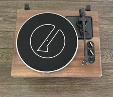 1 by one Turntable Record Player, Wood Finish, Built-In Speaker, Brown/Black