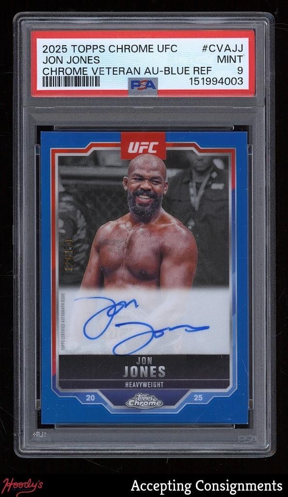 2025 Topps Chrome UFC Veteran Blue Refractor Jon Jones ON CARD AUTO /150 PSA 9