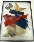 8.25” X 6.25” DISPLAY, EX-AUCTION CIVIL WAR FLAG FRAGMENTS (FABRICS + CS STAR?)