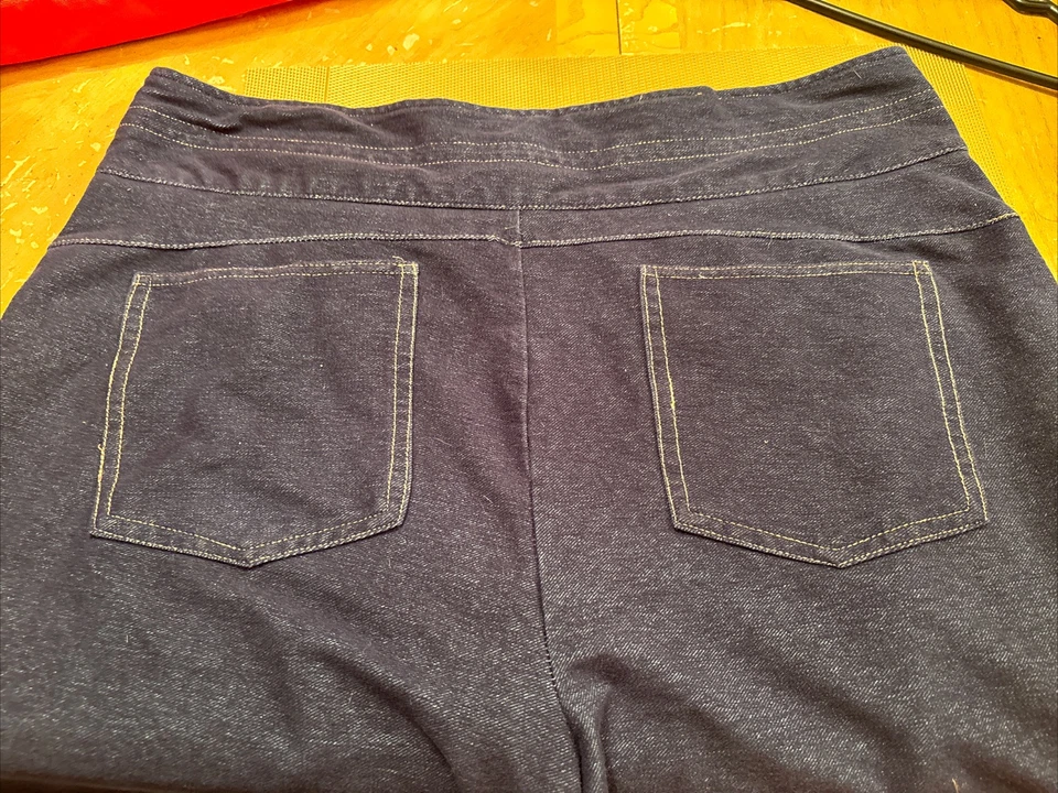 NICKI MINAJ 深蓝色弹力棉混纺牛仔裤 11 12 中腰拉链边锥形 — 第 2/4 张图片