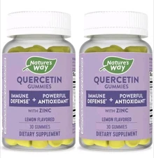 2pk Natures Way QUERCETIN+Zinc Immune Defense Antioxidant Lemon GUMMIES Exp 1/25