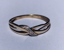 Vintage Prouds 9K Yellow & White Gold Ring w/ 2x Diamonds, Size P1/2 (17.97 mm)