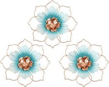 3 Pcs 9.5 Inches Metal Flower Wall Decor Floral Decoration, Metal Flower Wall...
