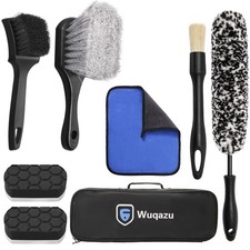 8-Piece Wheel Tire Cleaning Kit - 360 Flexible Synthetic Wool Rim Brush, 2...