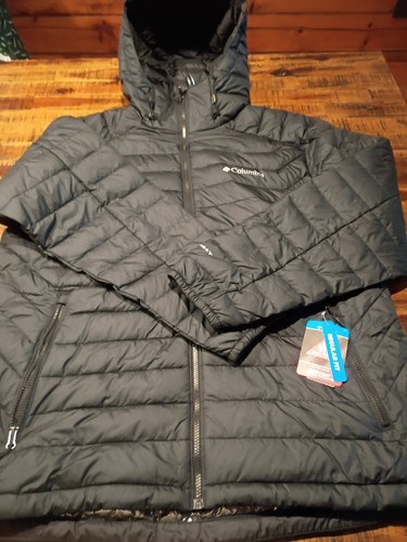 Columbia Mens White Out Omni Heat Hooded Insulated PUFFER Jacket Sz XXL Black
