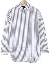 SCOTCH  SODA Ams Couture Men's Shirt L White Striped Long Fit Pure Cotton
