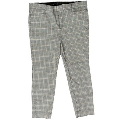 Banana Republic Sloan Plaid Black Tan Slim Leg Trousers Pants size 12 Pockets