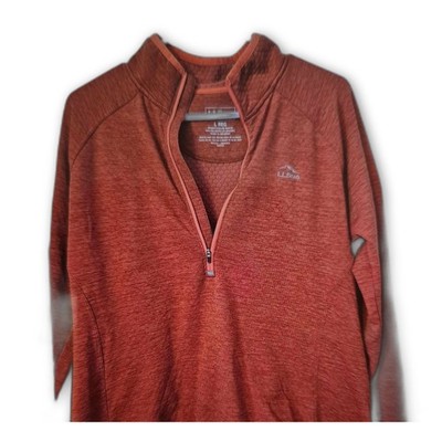 L.L. Bean Orange Men's Slighty Fitted 1/4 Zip Fleece Pullover Sweater Sz Small