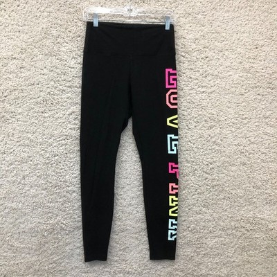 Pink Victorias Secret Leggings Medium Adult Black Yoga High Rise Pull On Womens
