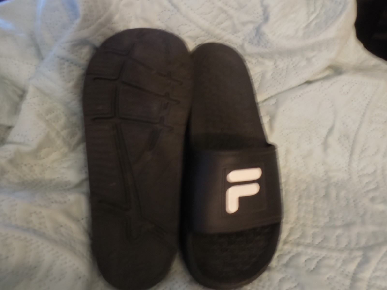 Sandalo Fila uomo~10 donna slide taglia 11 nero impermeabile gomma testurizzata plantare