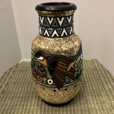 AMPHORA Antique Art Pottery Vase c.1900 Bird Motif - Mold 15005 Austria