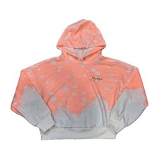New Justice Girl Orange Ombre Tie Dye Velour Hoodie Hooded Sweatshirt Sz L 12 14