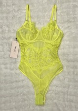 Brand New House of CB neon yellow Nadia lace bodysuit in size S