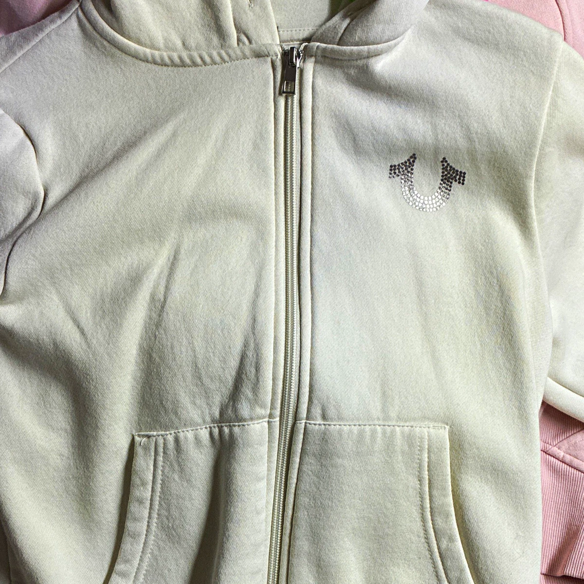 TRUE RELIGION ジップパーカー USA製 ホワイト y2k TRUE RELIGION