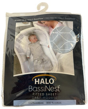 New Halo BassiNest 100 Cotton Fitted Bassinet Sheet Morning Mist Print