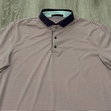 Greyson Polo Shirt Mens Large Pink Purple Micro Stripe Performance Stretch Golf
