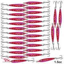 30pcs Fish WOW! 1.5oz Mega Metal Bait Jig luna Lure w/ a 3x Treble Hook Pink NEW